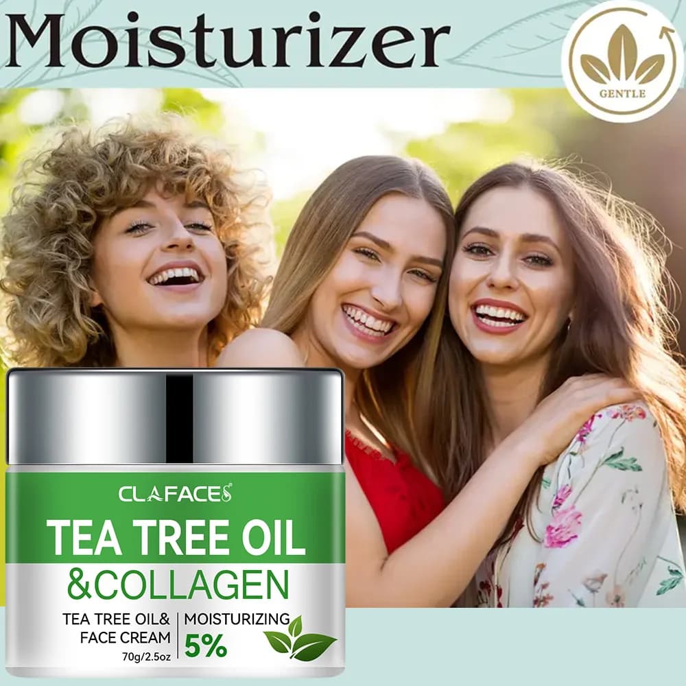 CLAFACES Crème pour le visage à l'huile d'arbre à thé Anti-âge et élimination des taches de rousseur Crème de soin du visage quotidienne avec ingrédients naturels