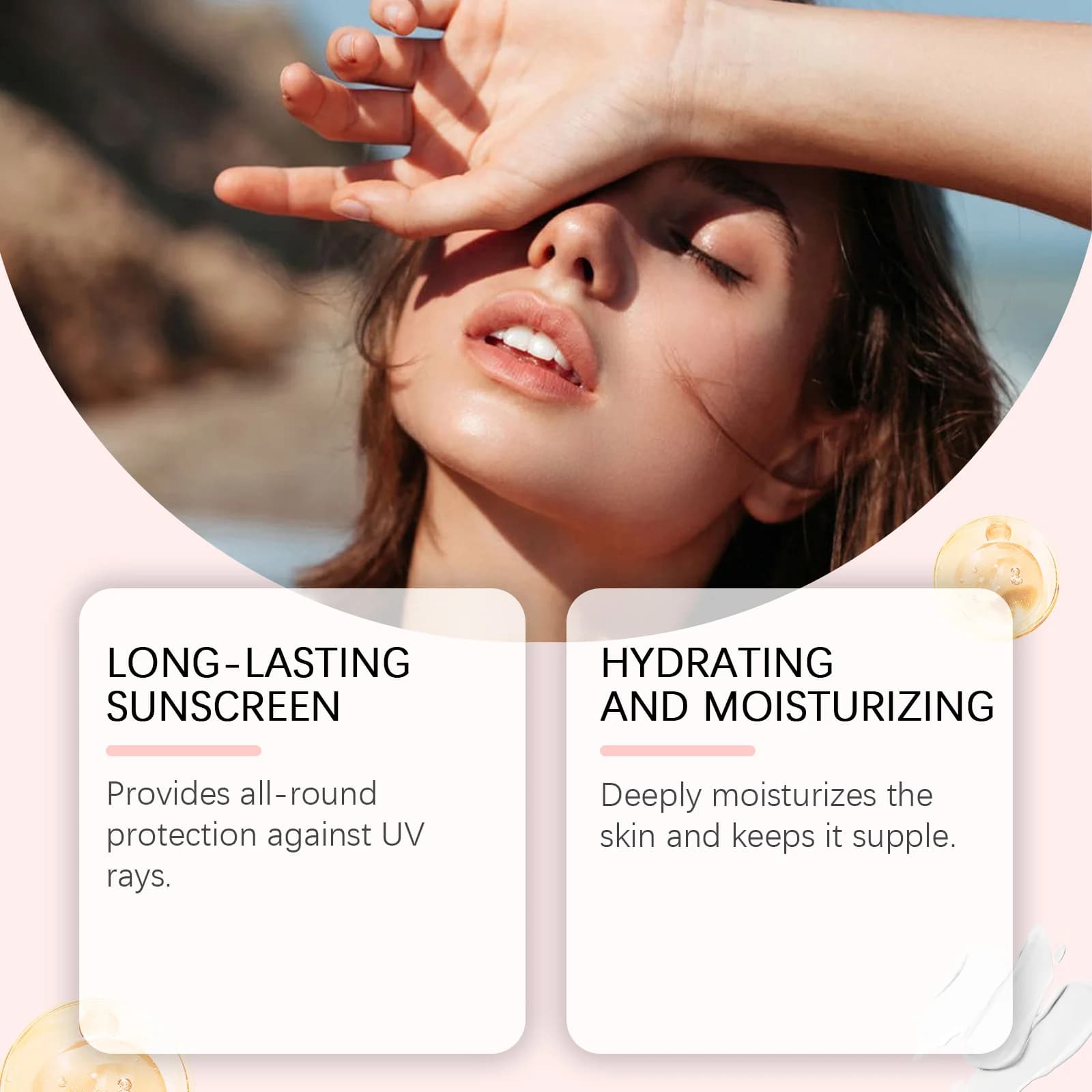 Spray solaire OceAura avec SPF42, protection anti-UV, prévention des coups de soleil, contrôle du sébum, crème solaire hydratante longue durée, résistante à l'eau 