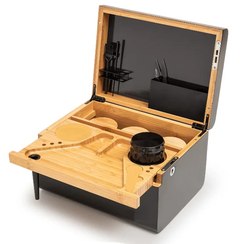 Boîte en bois de qualité supérieure, plateau roulant amovible, boîte décorative anti-odeur avec serrures Vintage pour la maison ou le bureau