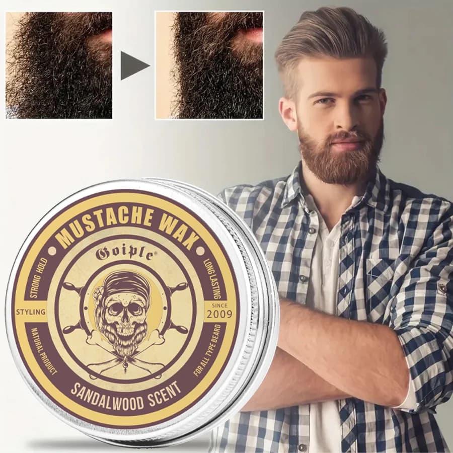 Cire à barbe parfumée au bois de santal pour hommes, produits de traitement des moustaches, soins capillaires du visage, beurre pour adoucir et lisser les barbes, 30g
