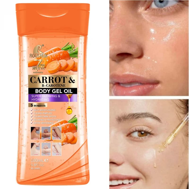 200ML CARROT B-CAROTENE BODY GEL OIL Huile corporelle essentielle hydratante unisexe pour le soin complet du corps for Body, Face, Hand,