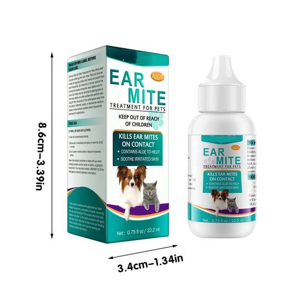 Chiens Earmite huile oreille mitétraitement pour chiens et chats canaux d'oreille pour animaux de compagnie chats Earmite nettoyeurs d'oreille pour animaux de compagnie lavage d'oreille pour animaux d