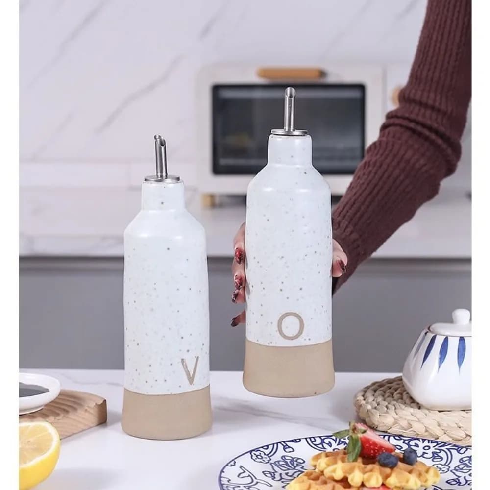 Bouteille d'huile en céramique nordique de 600ml, Pot de vinaigre de Sauce, Pot d'huile moderne, Portable, cuisine domestique, distributeur de Luid, fournitures de cuisine