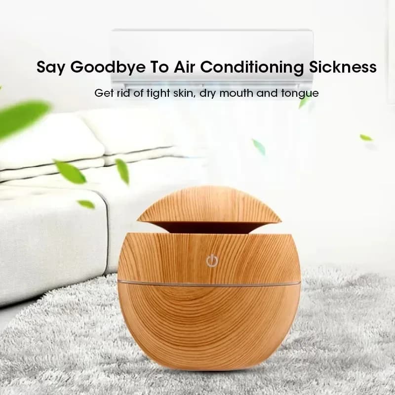 Mini diffuseur d'huile essentielle USB ultrasonique en grain de bois, humidificateur d'air Portable d'aromathérapie de bureau pour usage domestique et au bureau