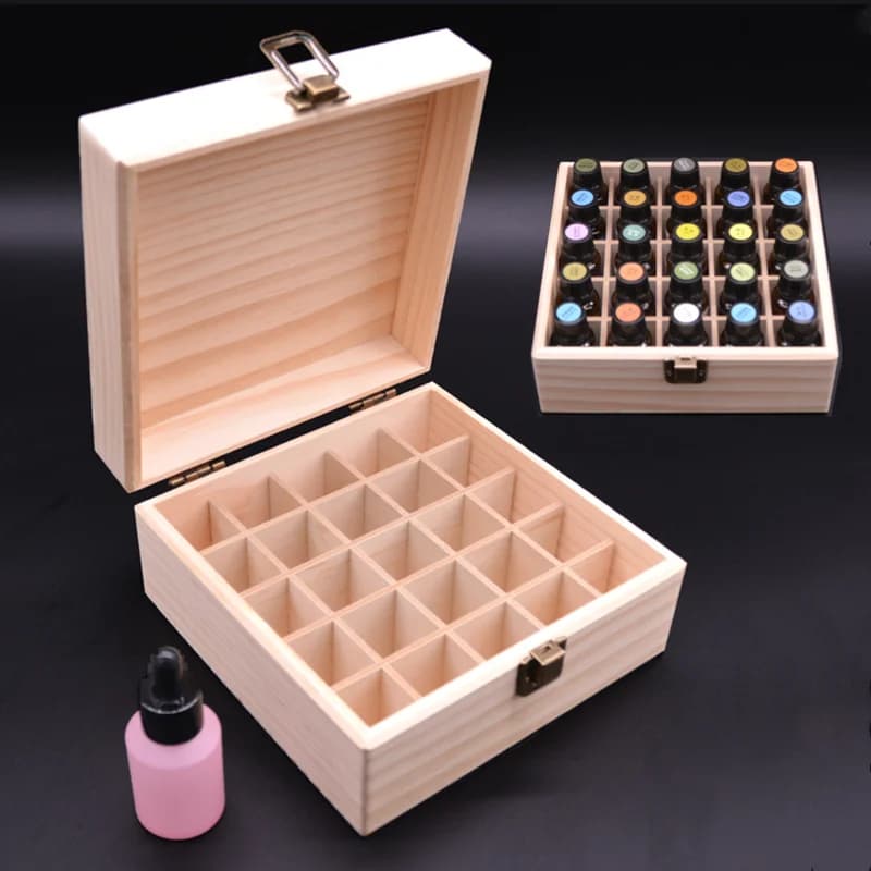 Boîte de rangement en bois pour huiles essentielles, 12/25 fentes, organisateur de transport, bouteilles d'huile essentielle, conteneur d'aromathérapie, boîte de rangement