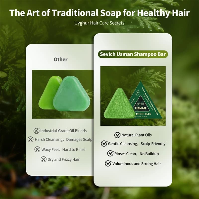 120g Usman herbe & Platycladus shampooing savon renforcer la croissance des racines des cheveux shampooing barre naturel à base de plantes traitement de perte de cheveux soins capillaires