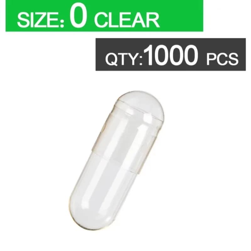 1000 capsules de gélatine vides transparentes taille 0 pour le remplissage de compléments alimentaires DIY
