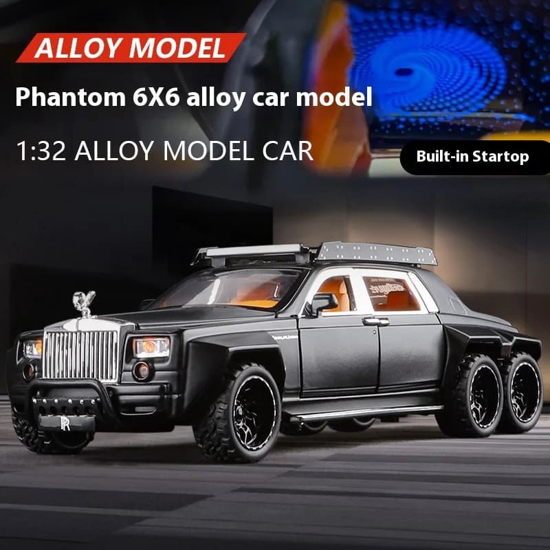 1:32 Rolls Royce Phantom 6X6 Modifié Alliage Moulés sous Pression En Métal Modèle De Voiture Son et Lumière Enfants Jouet De Voiture Cadeau D'anniversaire Mini GT Garçons