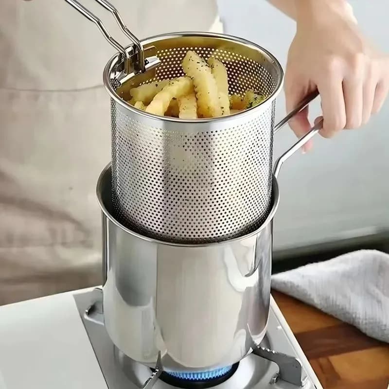 Friteuse en acier inoxydable, petite friteuse domestique avec filtre, pour frites et ailes de poulet, friteuse multifonctionnelle pour la maison