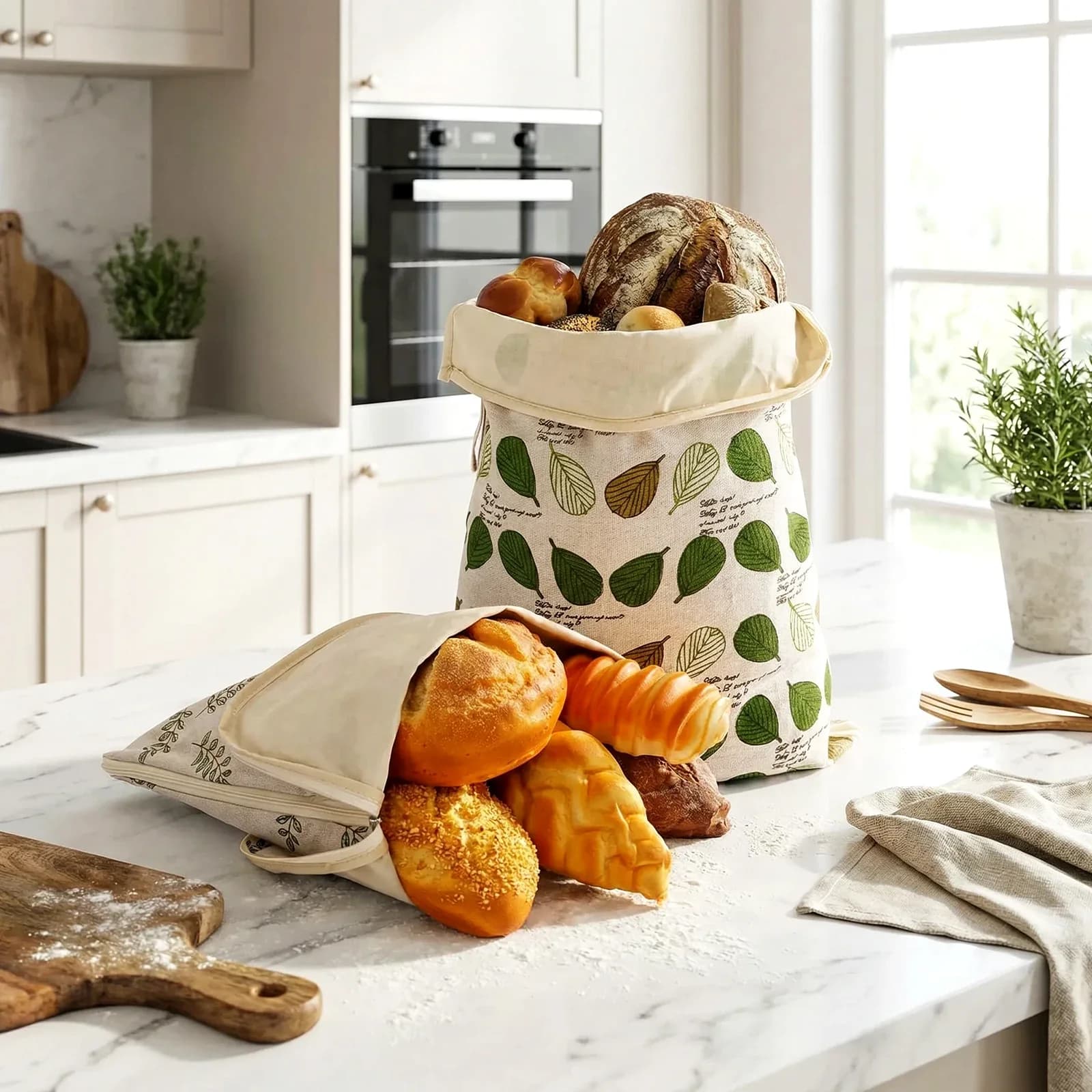 Sacs à pain en lin et cire d'abeille, réutilisables, de qualité alimentaire, pour sandwichs, pour conserver la fraîcheur du pain, pour pain à la levure maison, 2 pièces