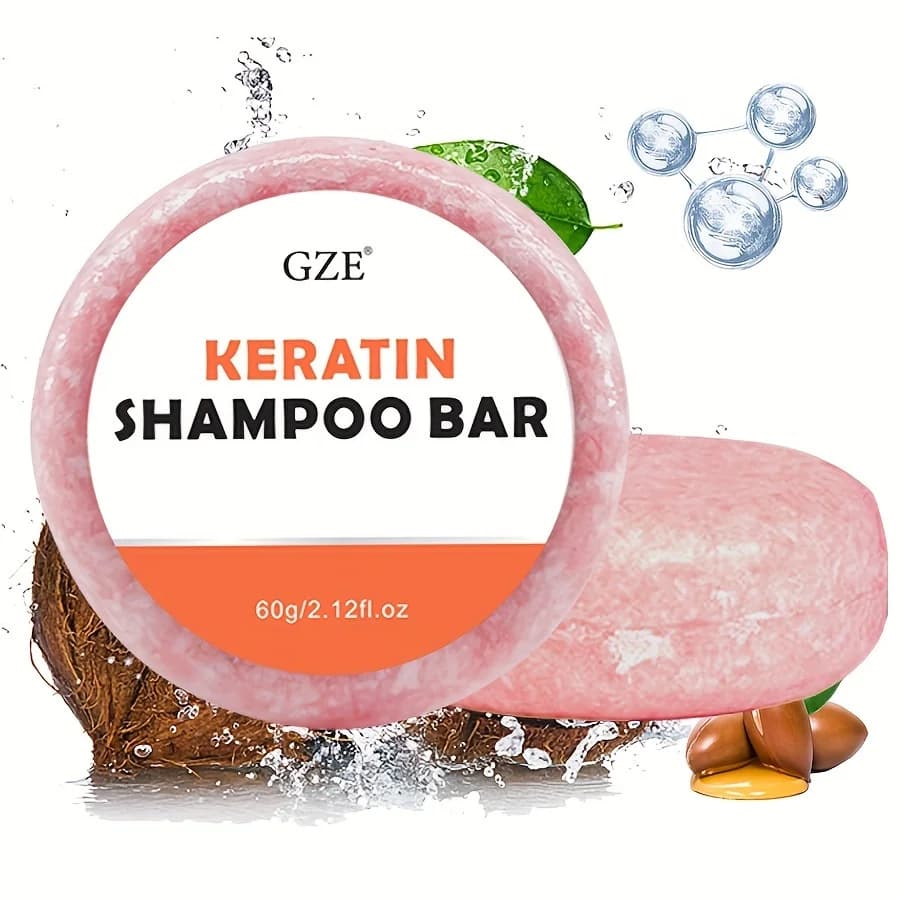 Savon en barre de shampoing à la kératine – Épaississement en salon pour cheveux secs, endommagés, bouclés, crépus, raides ou traités par coloration – Formule anti-frisottis