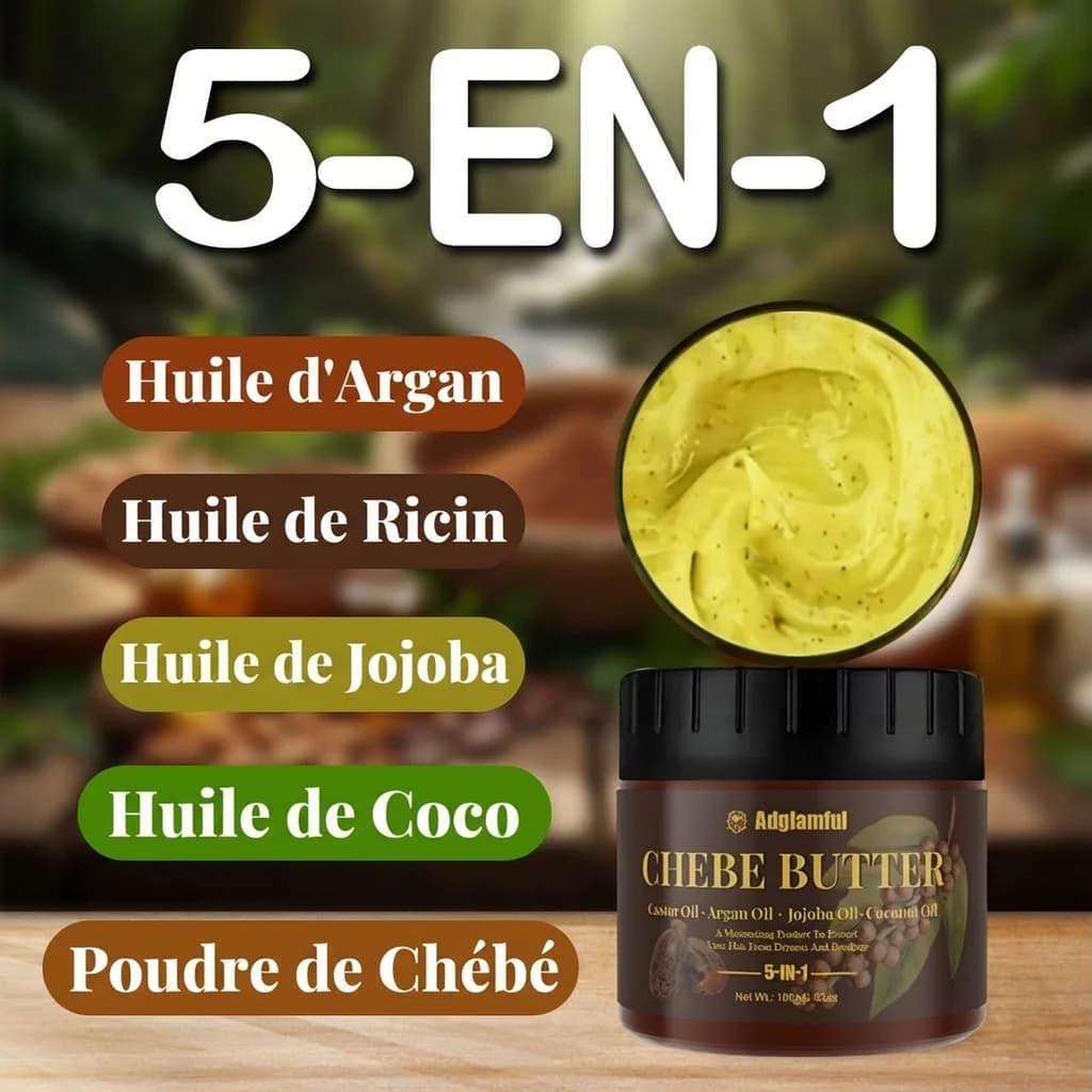 Chebe Butter Hair Oil 100g – Traitement hydratant en profondeur 5 en 1 pour le contrôle des frisottis