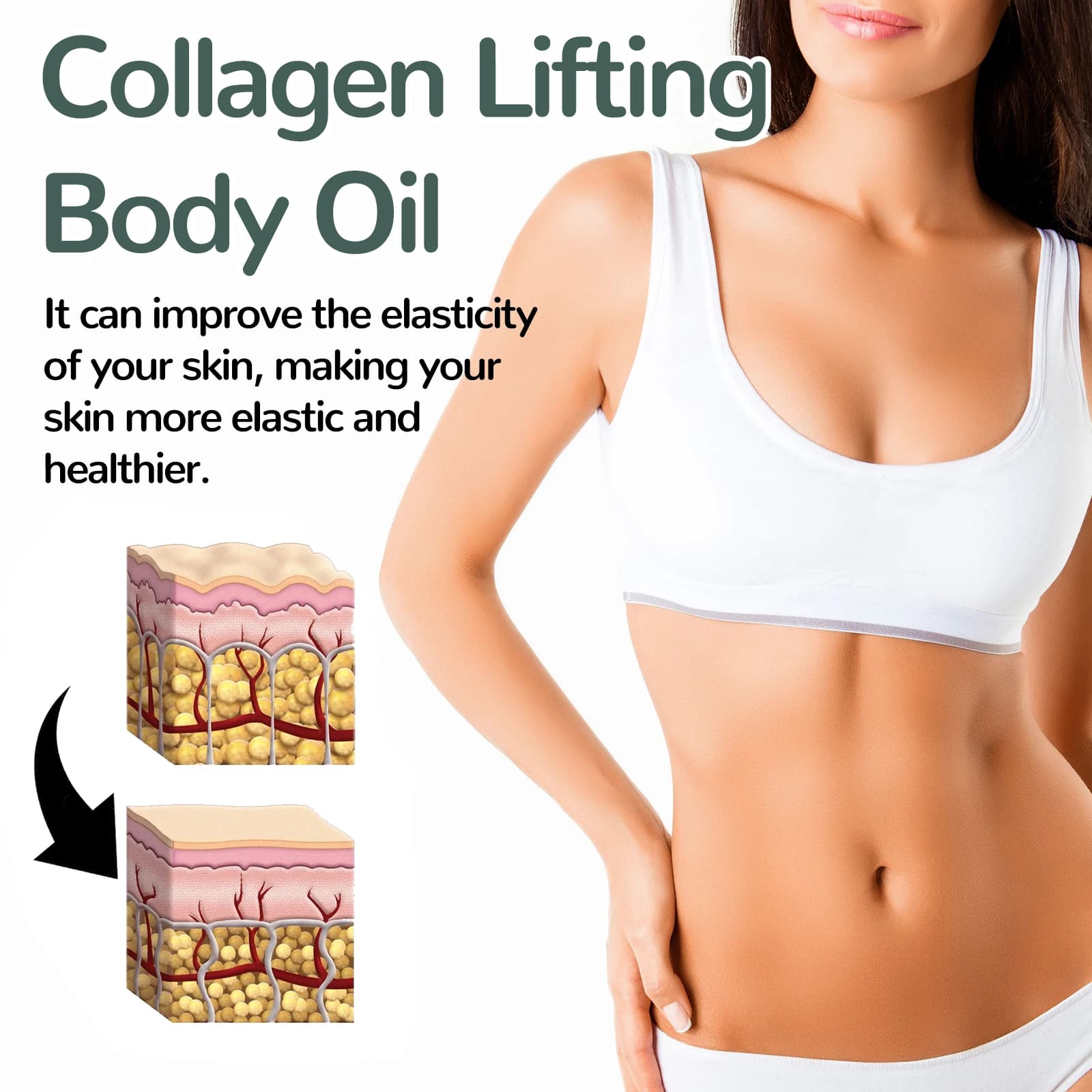 Huile corporelle raffermissante au collagène 100ml – Améliore l'élasticité et resserre la peau, hydratation intense, rafraîchissante, à la lavande, non grasse