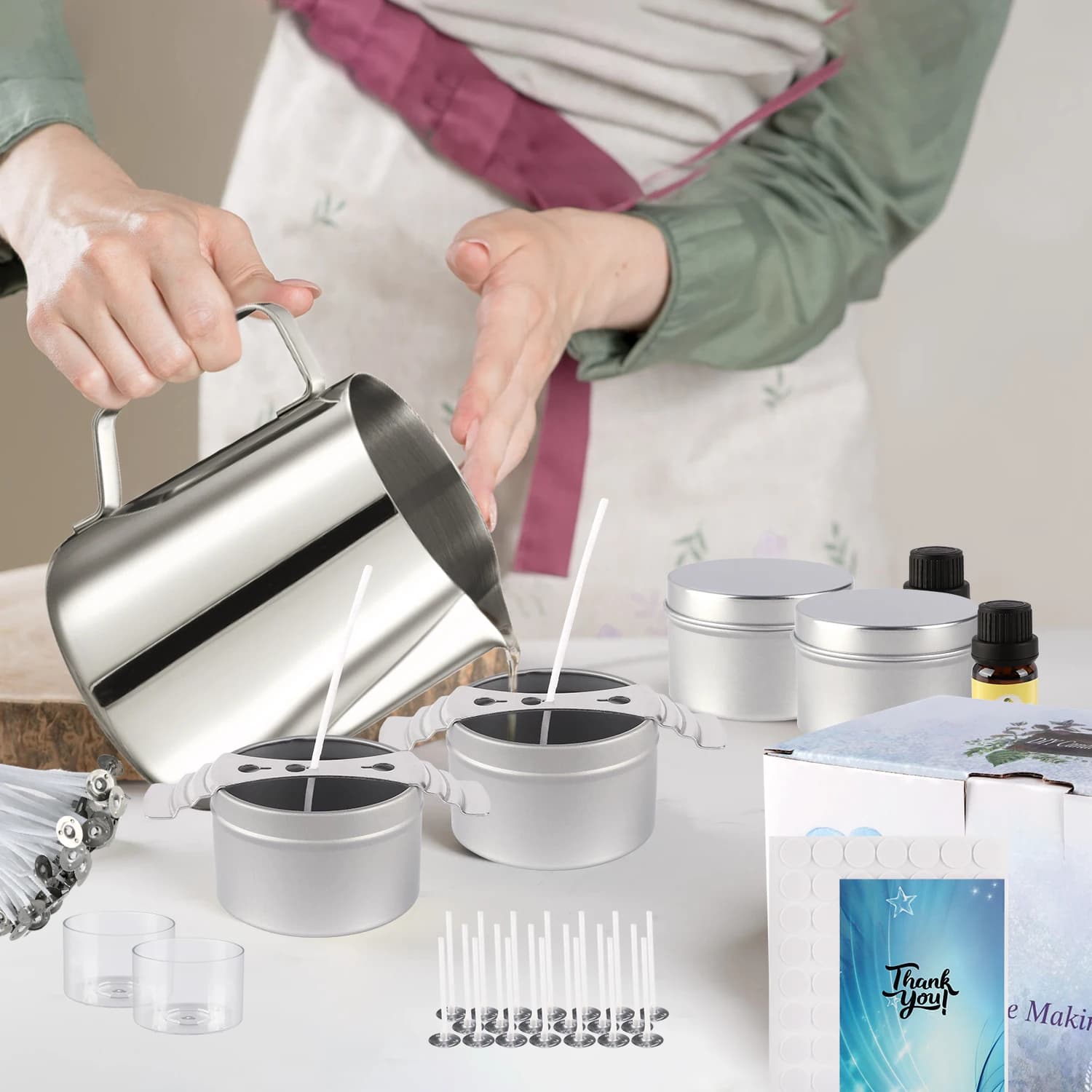 Ensemble de fabrication de bougies DIY Simple, facile à fabriquer, avec huile essentielle pour aromathérapie, cire de soja de haute qualité, fabriqué à la main