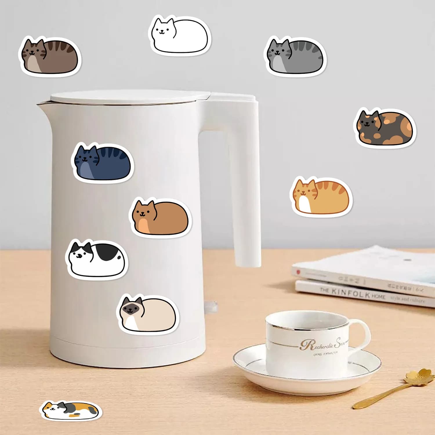 500cs dessin animé chats autocollants rouleau animaux