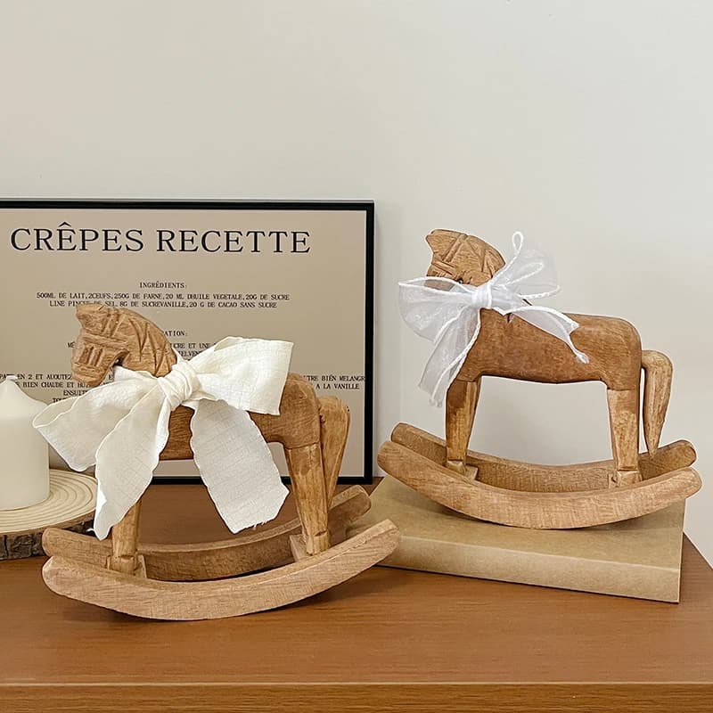Série de chevaux en bois sculptés à la main, cheval à bascule rétro, décoration de bureau, ornement, cadeau commémoratif pour amis