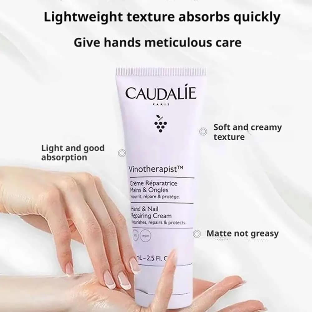 Crème réparatrice pour les mains aux pépins de raisin Caudalie, au beurre de karité et à l'huile de pépins de raisin, nourrit les mains sèches, apaise et hydrate, 1 à 5 pièces