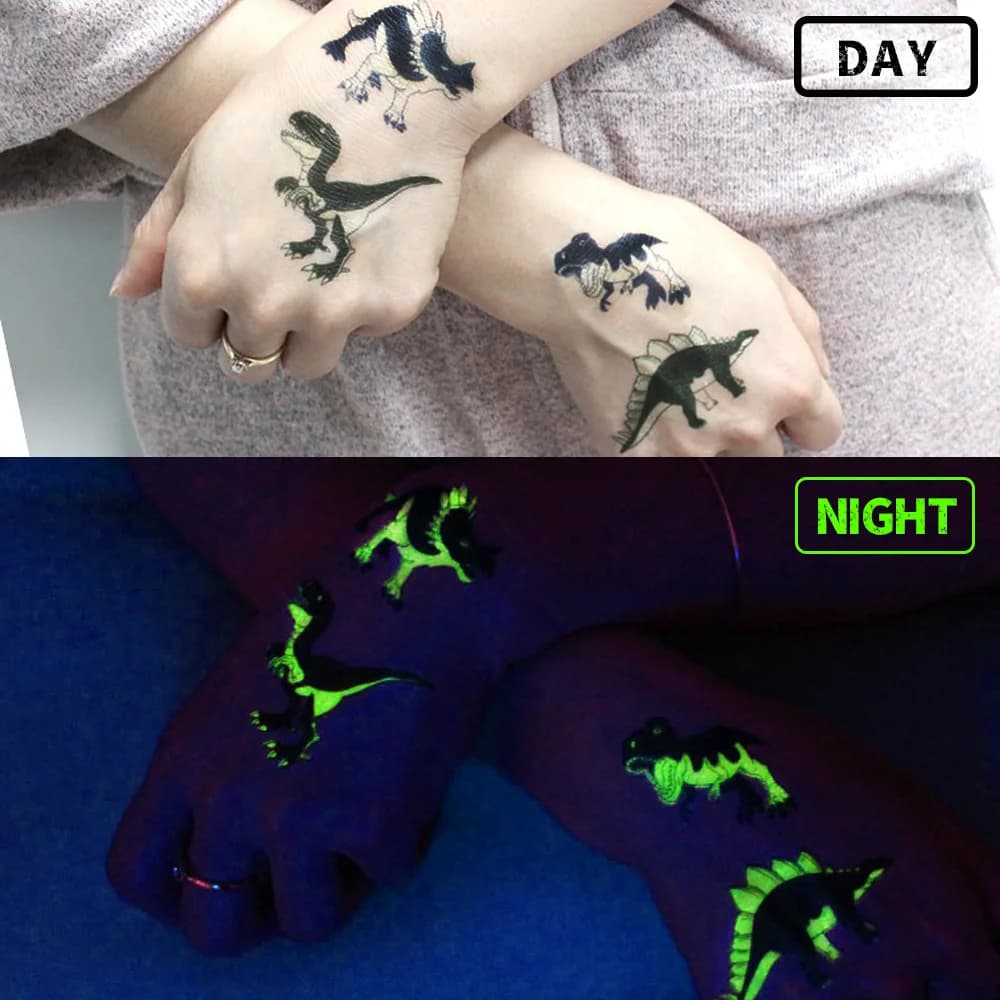 Tatouages temporaires De dinosaure lumineux