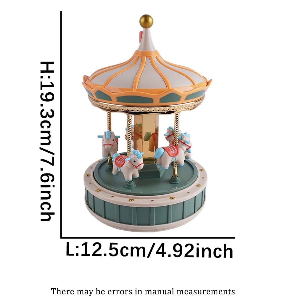 Boîte à musique carrousel avec lumière LED rotative
