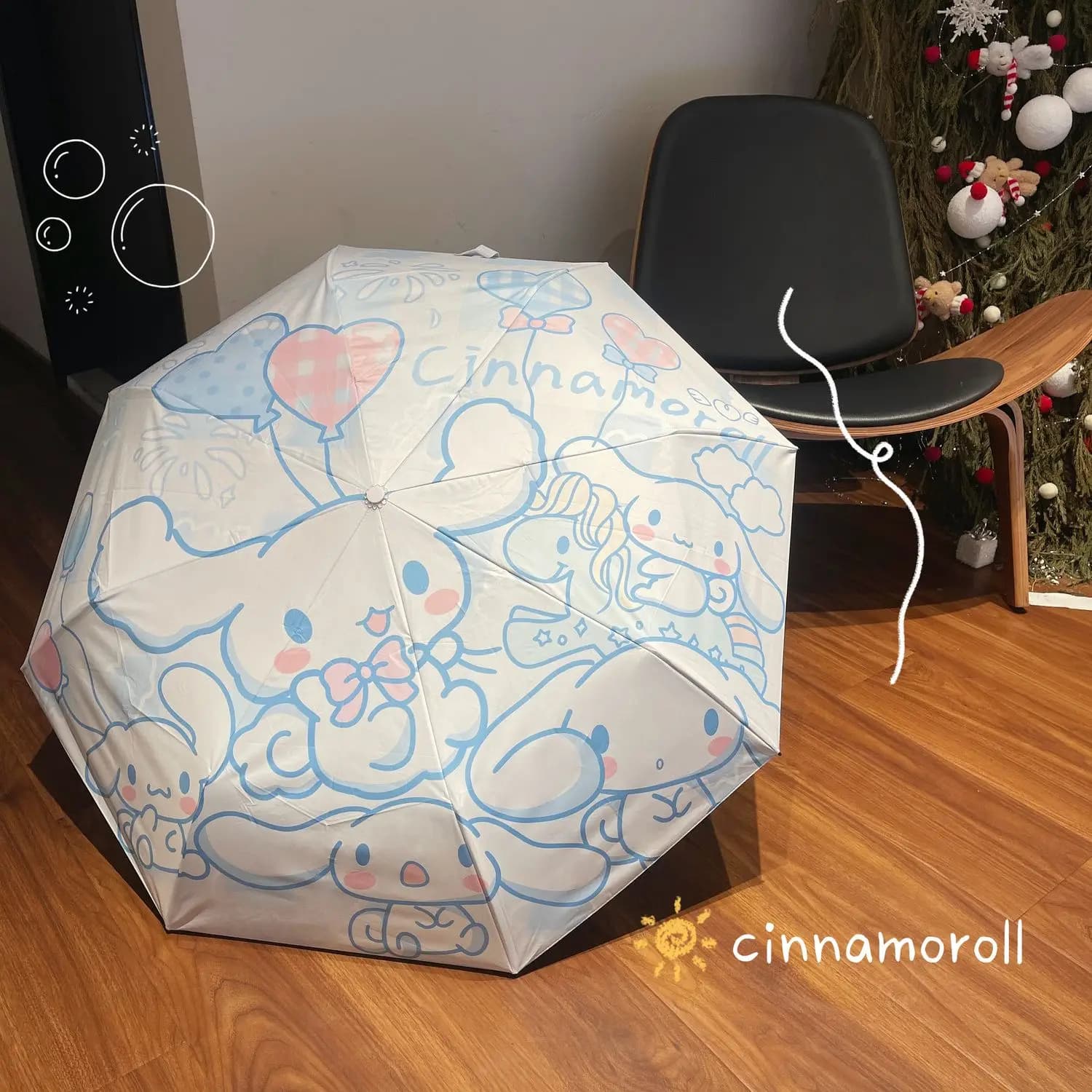 Parapluie Sanrio Cinnamoroll Kuromi, protection UV contre le soleil et la pluie, pliable, compact, parasol de voyage, mignon, Kawaii, léger, pour l'extérieur, pour étudiants