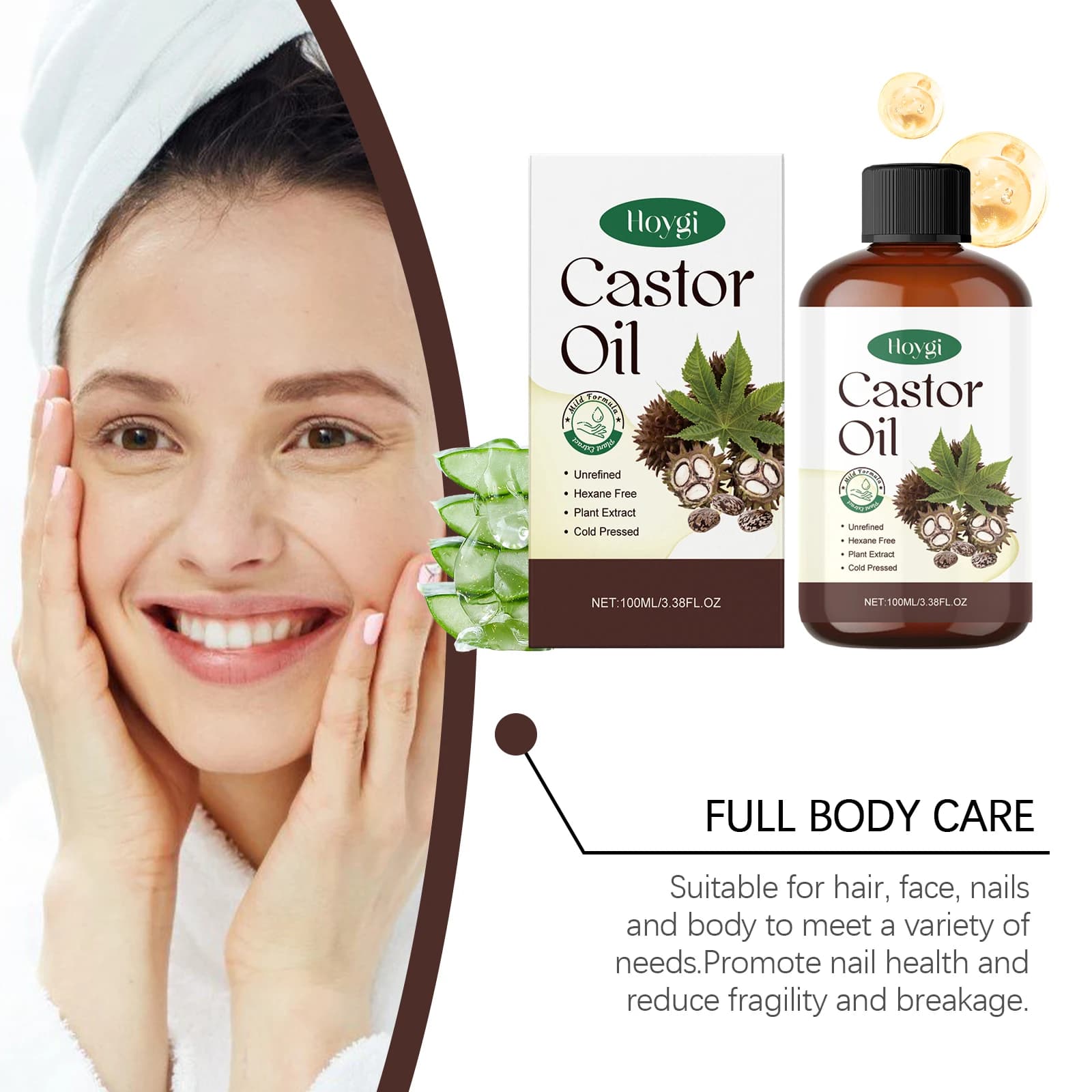 Sérum capillaire à l'huile de ricin biologique, alimentation en profondeur, réparation des racines des cheveux endommagées, perte de cheveux, traitement du cuir chevelu, lissage, soins capillaires