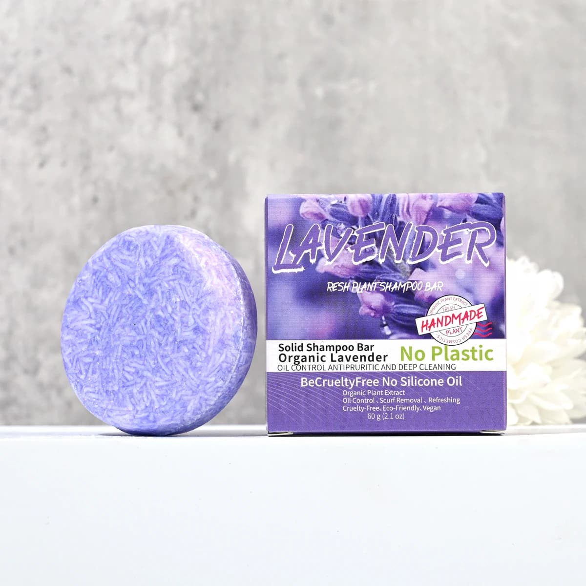 Shampoing aux huiles essentielles de lavande provençale, savon de soin capillaire fait à la main, shampoing solide et savon nettoyant auto-étiqueté