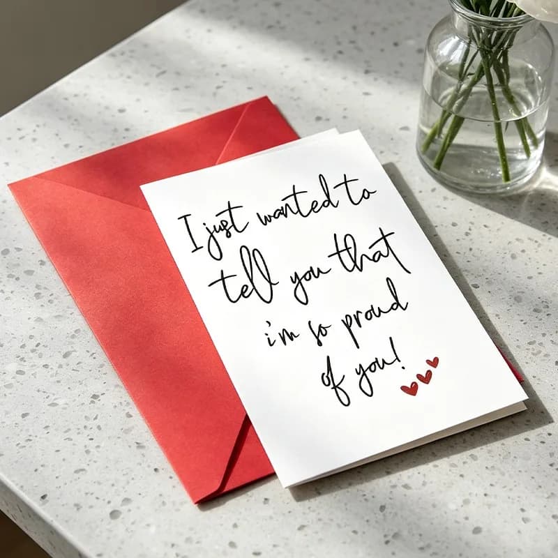 Carte d'encouragement « Je suis si fière de toi » avec enveloppe rouge