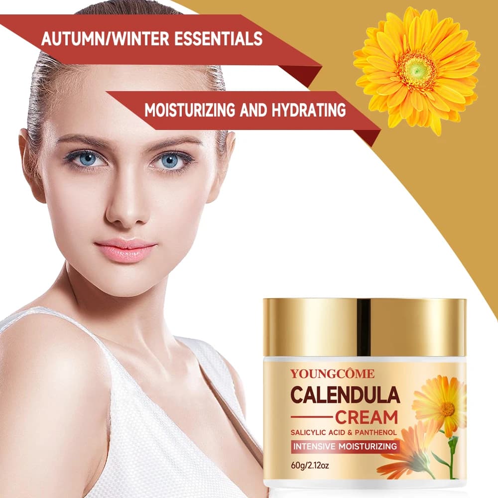 YOUNGCOME Calendula crème hydratante pour le visage et le cou Anti-âge rétrécissement des pores