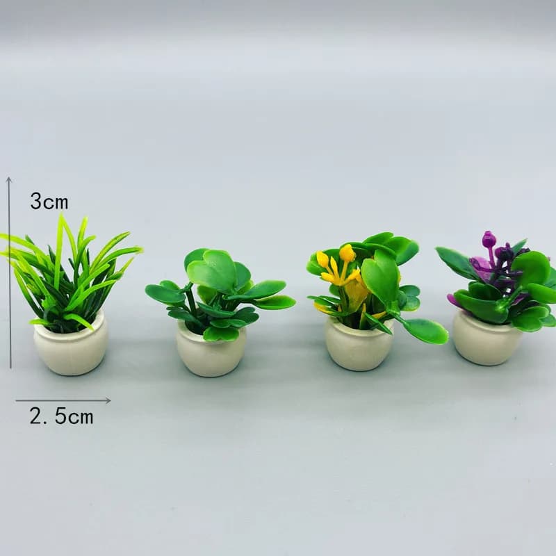 Mini Bonsaï Artificiel en Pot, Fausse Plante Succulente, Ornement de Verdure, Gnome de Jardin Dégradé