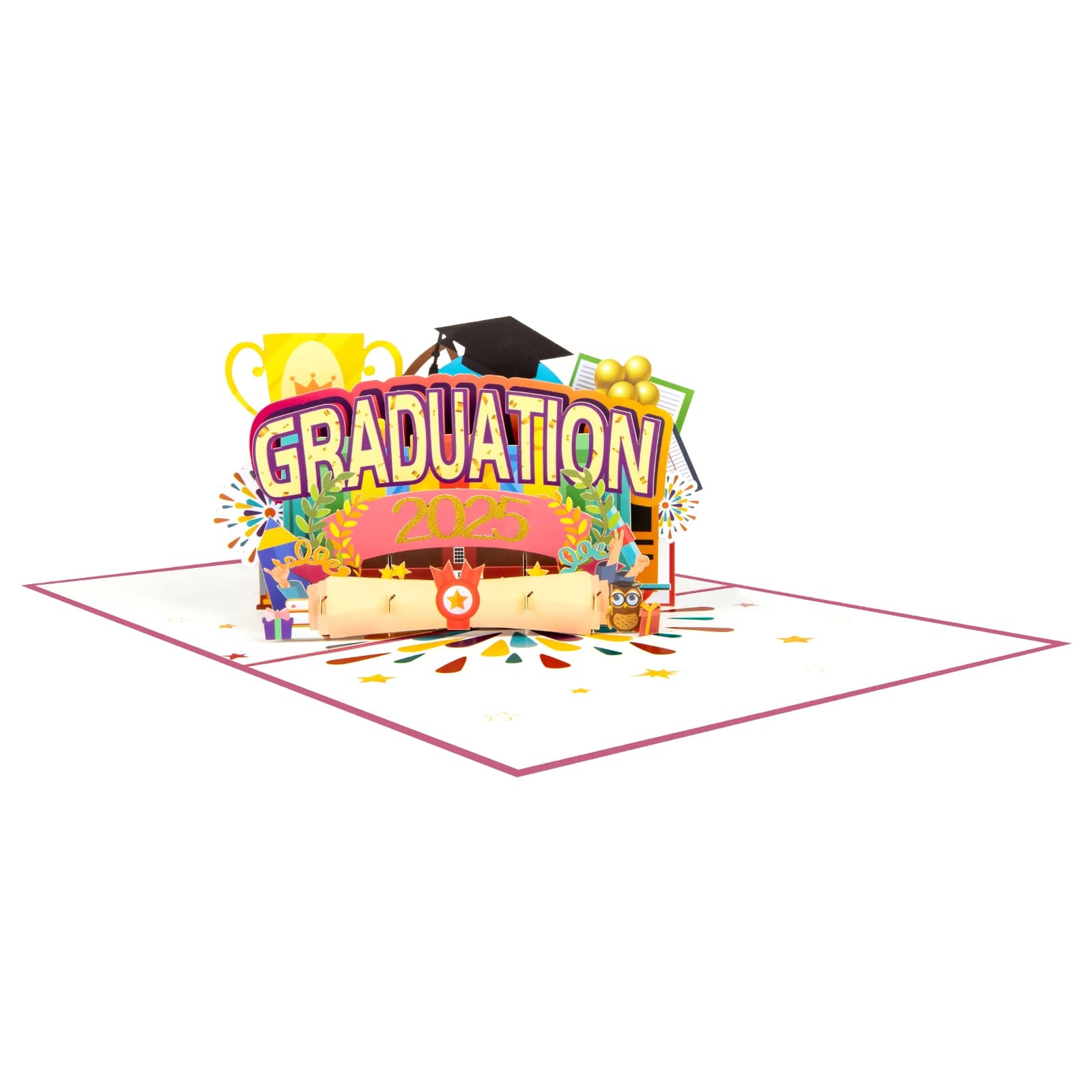 Carte de félicitations Pop Up, carte de graduation, carte de voeux 3D pour les entreprises, lycée, université