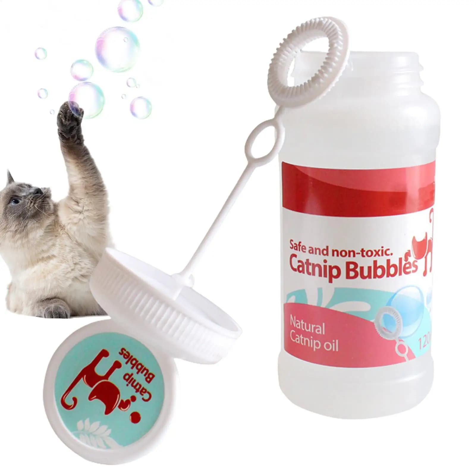 Savon à bulles à la catnip 120 ml, spray d'huile essentielle de catnip, jouets interactifs pour chat, bulles amusantes, jouets interactifs pour animaux de compagnie, sûrs et inoffensifs