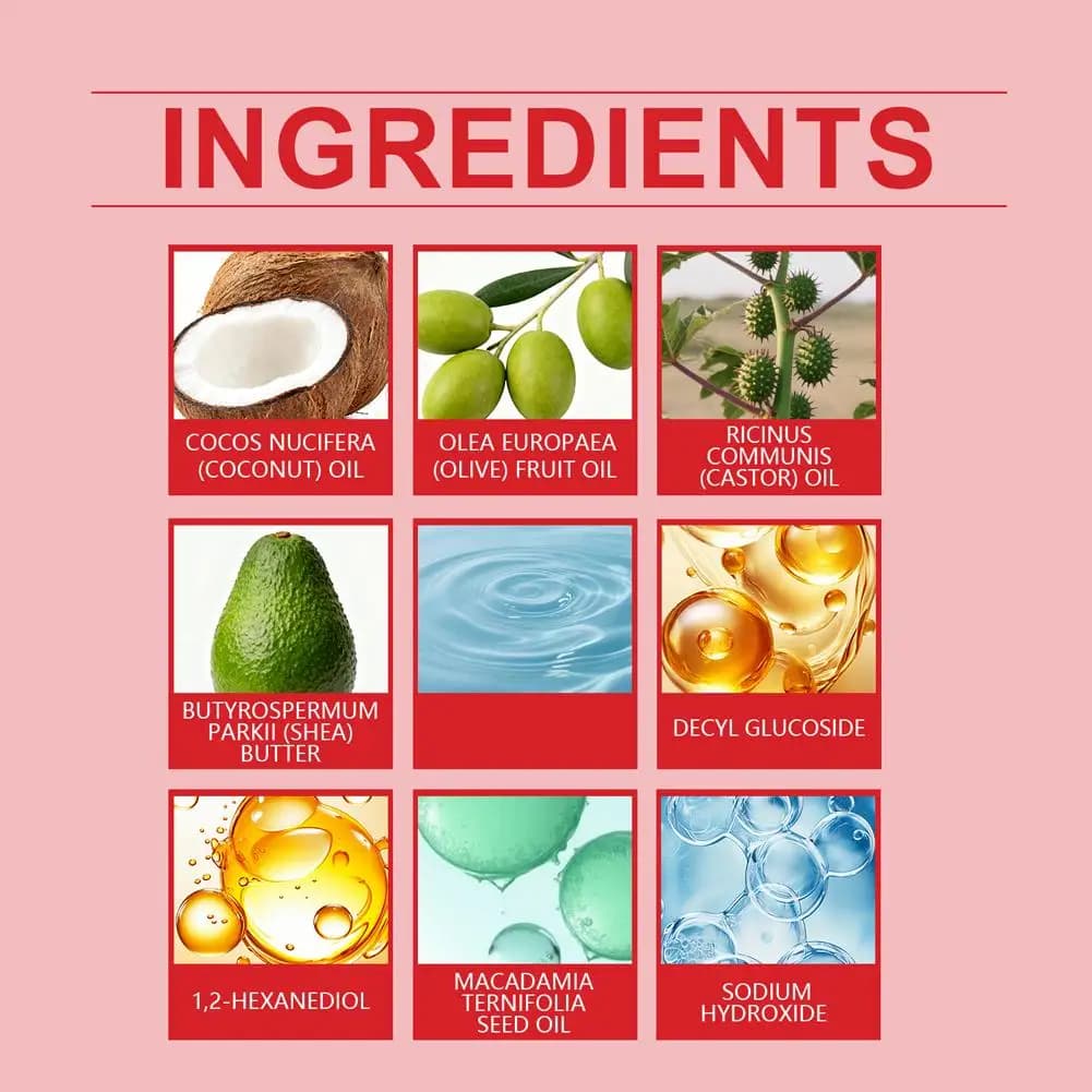 Barre de shampoing solide pour tous types de cheveux, huile de ricin, beurre de karité, hydratant, contrôle des frisottis, réparation des pointes fourchues, soins capillaires, 60g