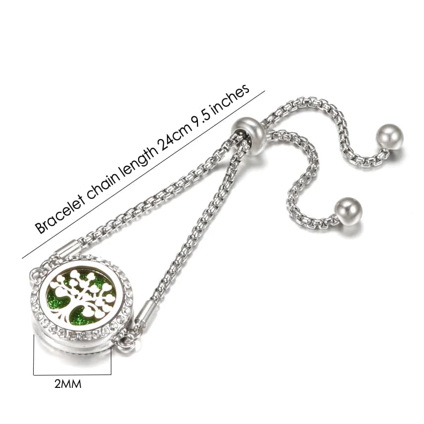 Bracelet d'Aromathérapie avec Médaillon Diffuseur d'Arbre de Vie