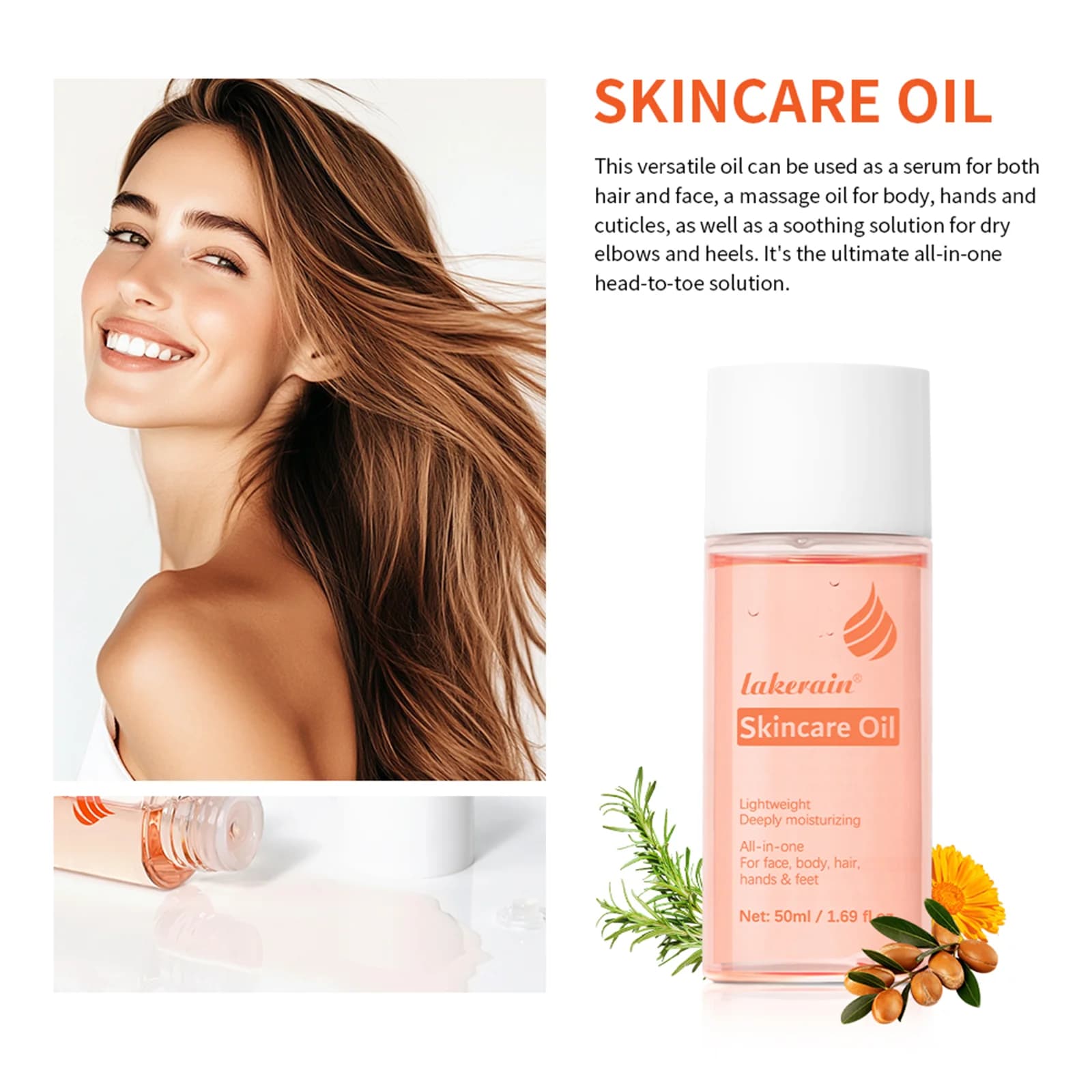 BesSkincare-Huile hydratante pour le corps et le visage, améliore la santé des cheveux, estompe les cicatrices, vitamine A, vitamine E, expecate, soins de la peau