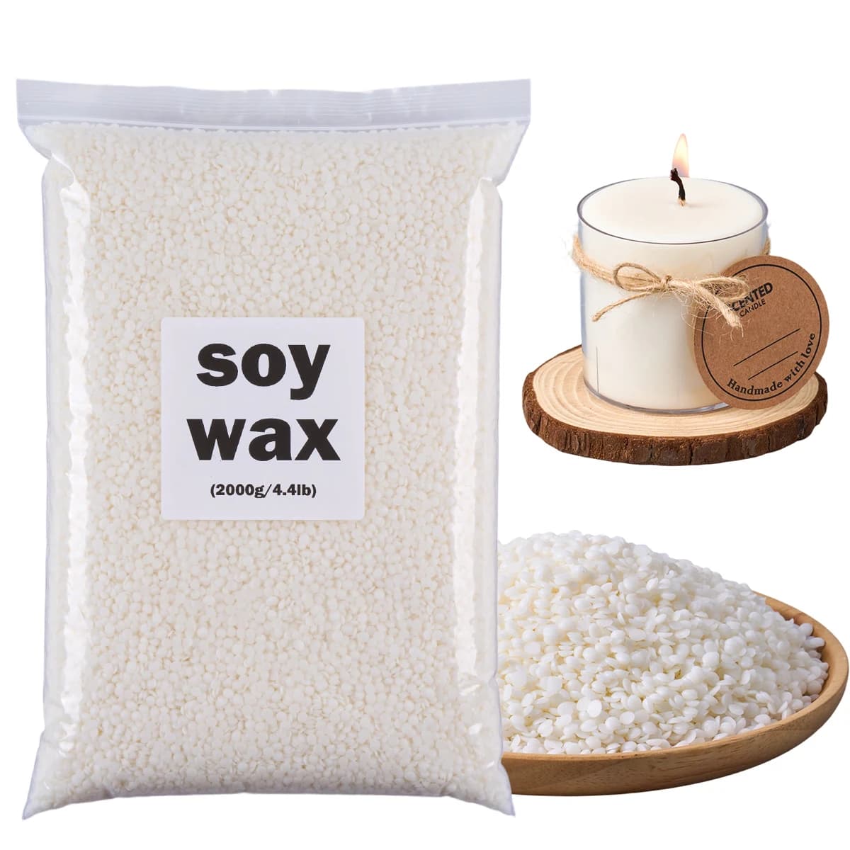 Pellets de cire de soja 200g/500g/1000g/2000g – Cire de soja naturelle de haute qualité pour la fabrication de bougies d'aromathérapie – Matériel et accessoires en gros