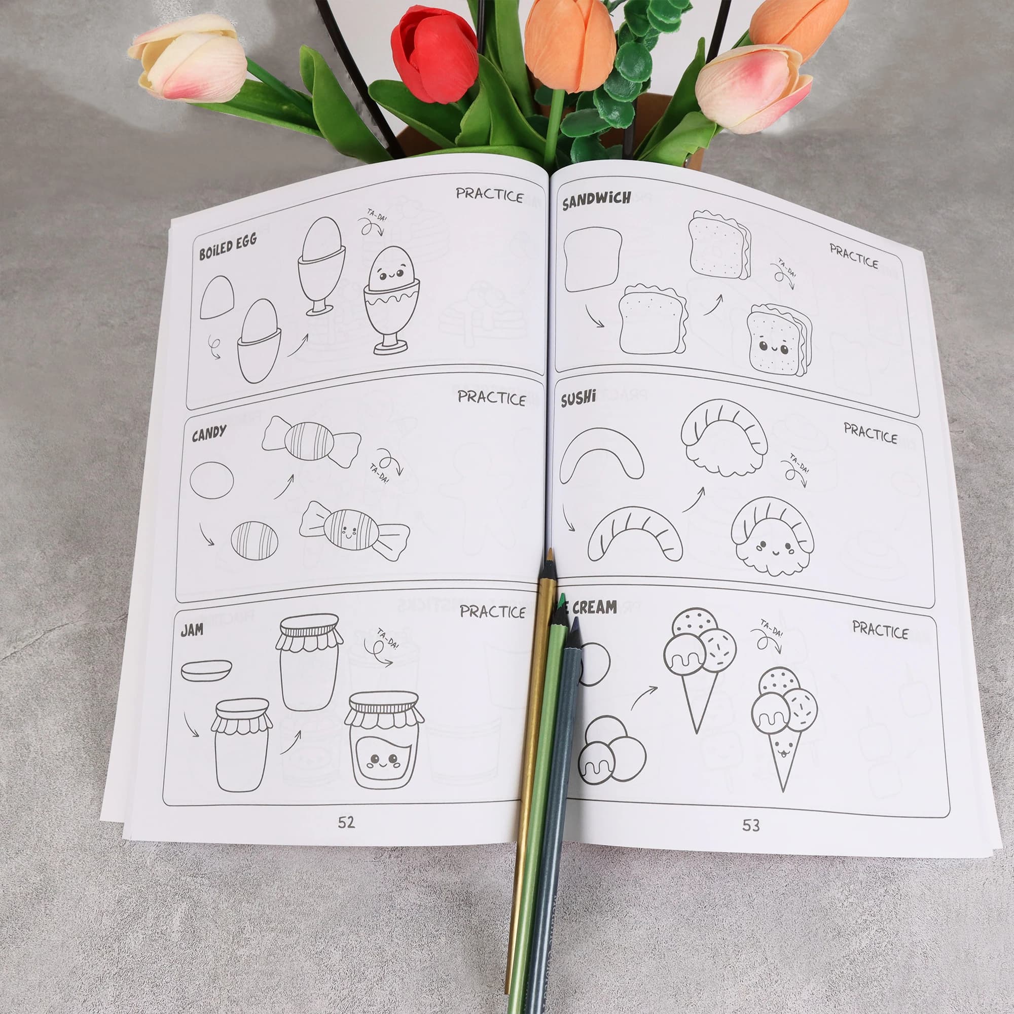 Comment dessiner tout pour les passionnés de peinture, 300 dessins simples pas à pas mignons de choses adorables, animaux, nourriture, cadeaux