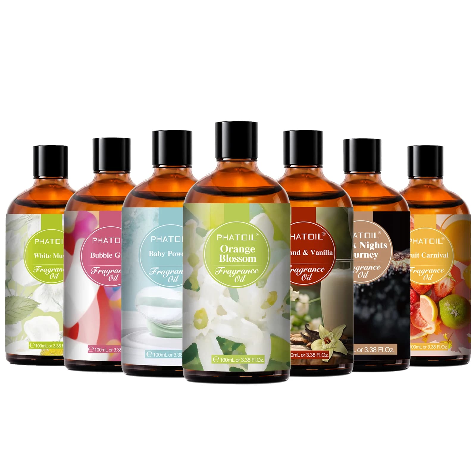 PHATOIL 100ml huile parfumée avec compte-gouttes musc blanc fleur d'oranger gomme à bulles bébé poudre café