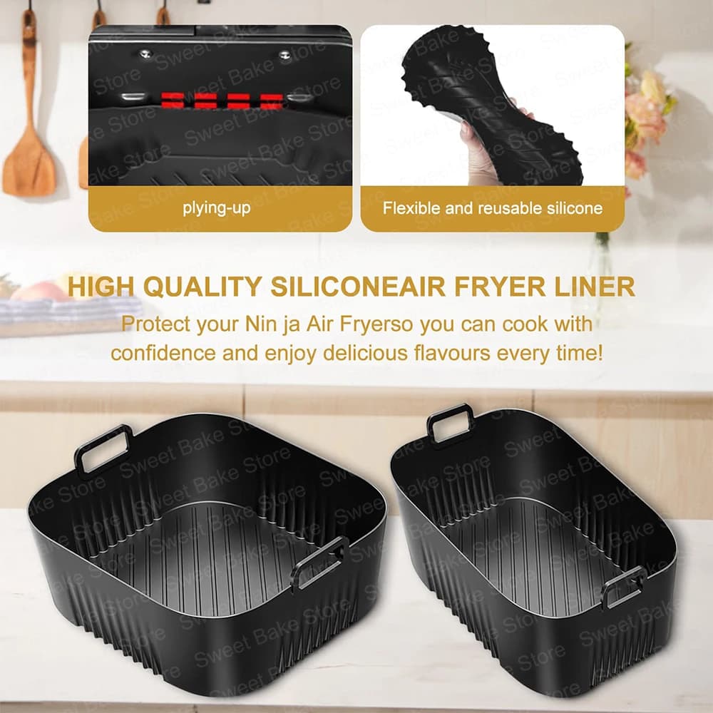 2 moules de cuisson en silicone réutilisables pour friteuse à air chaud Tefal EY9018 Dual Easy Fry 5.2/3.1L, Cecotec 5.5/3.5L, pour Lakeland 5L/3L