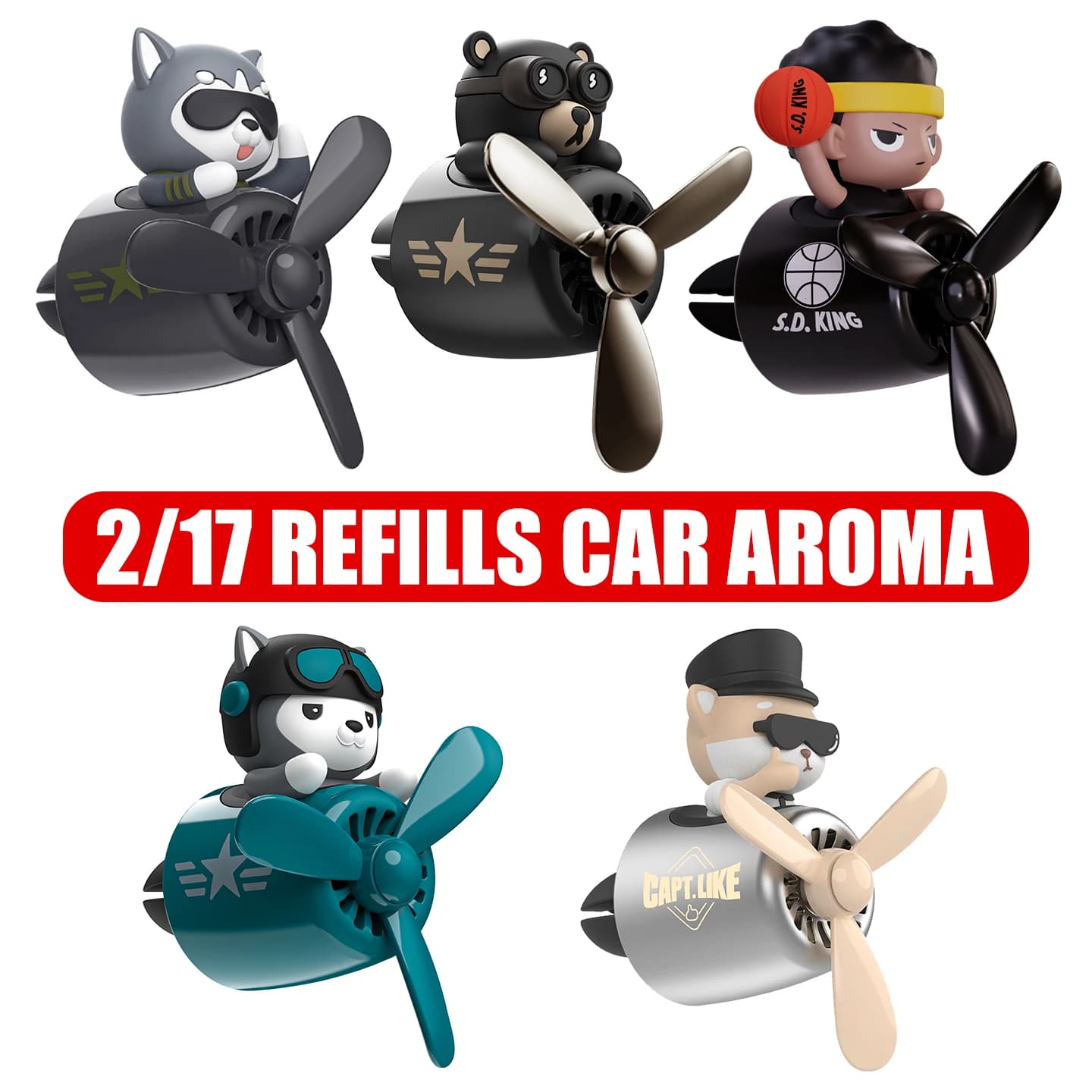 2/17 recharge avion rotatif désodorisant de voiture pilote évent clip intérieur accessoires décoration ornement parfum diffuseur de parfum
