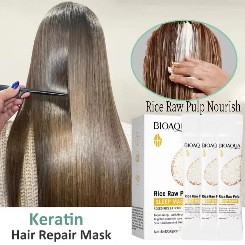 Masque capillaire à la kératine, réparation rapide des cheveux abîmés et crépus, cheveux doux, lisses et brillants, nutrition au riz, hydratant, soin nourrissant pour les cheveux, après-shampoing