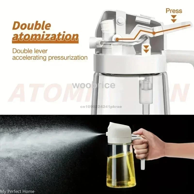 Distributeur d'huile de cuisine 2 en 1, Spray d'olive, grande bouteille d'huile résistante à la chaleur, Sauce soja, diverses bouteilles d'assaisonnement