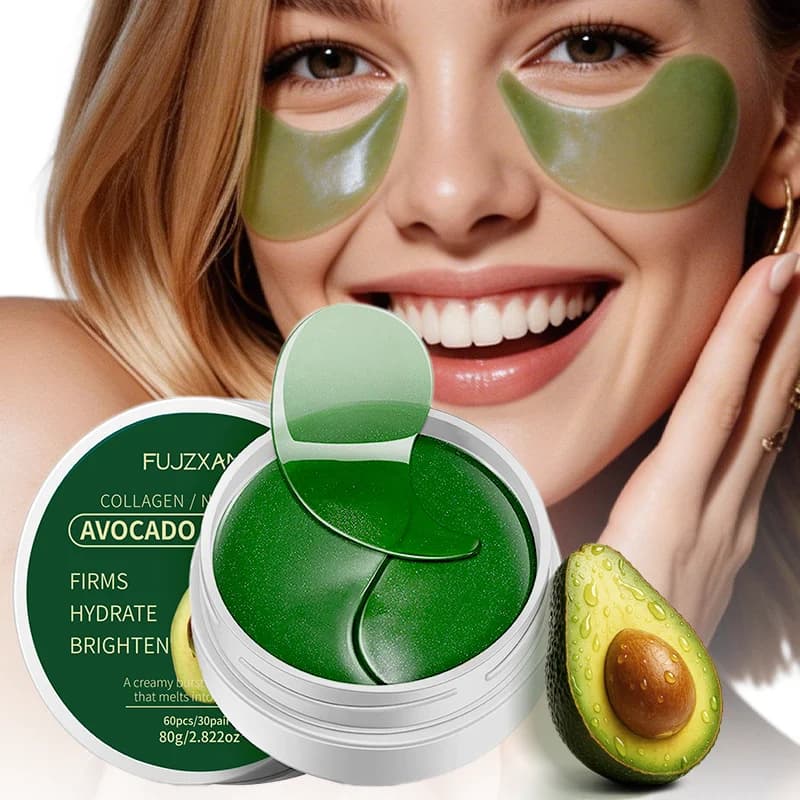 Masque Contour des Yeux à l'Avocat pour Cernes, Poches et Ridules - Patchs Éclaircissants Véganes Lissants Soin Auto-Soignant