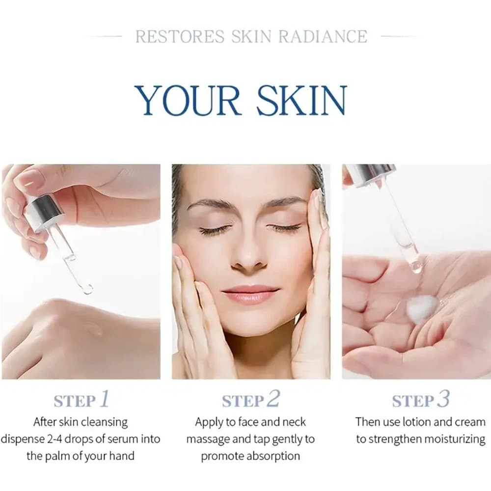 Sérum facial à l'acide hyaluronique, un facteur cffactor naturel, peut bouhumide pendant une longue période, garde la peau hydratée, élastique