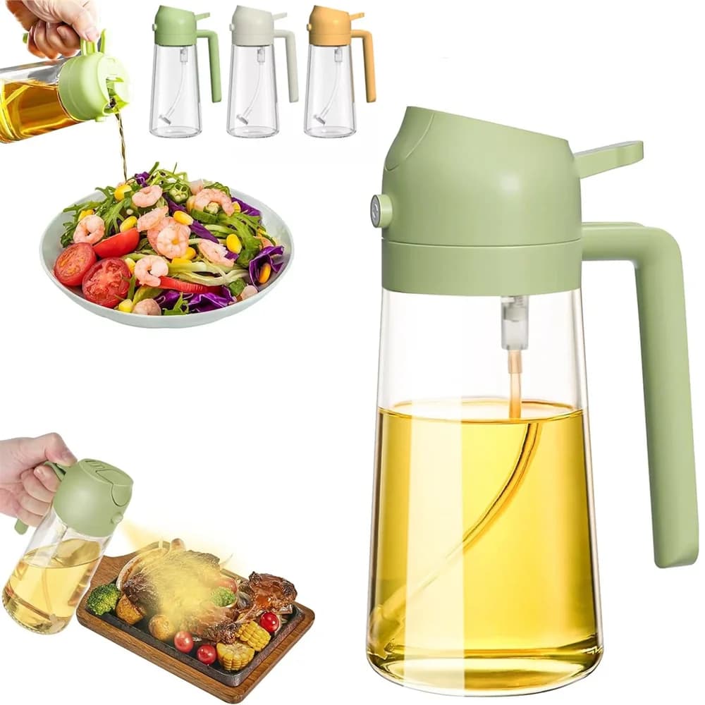 Flacon pulvérisateur d'huile et verseur 2 en 1 avec contrôle précis – Distributeur d'huile de cuisine portable pour la cuisson, la salade, la pâtisserie et le grillades