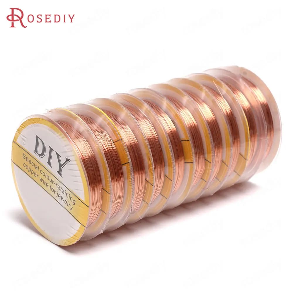 2 rouleaux d'épaisseur 0.2MM ~ 1MM, couleur or 24K, cuivre, forme de fil métallique, fournitures de fabrication de bijoux, accessoires de bricolage