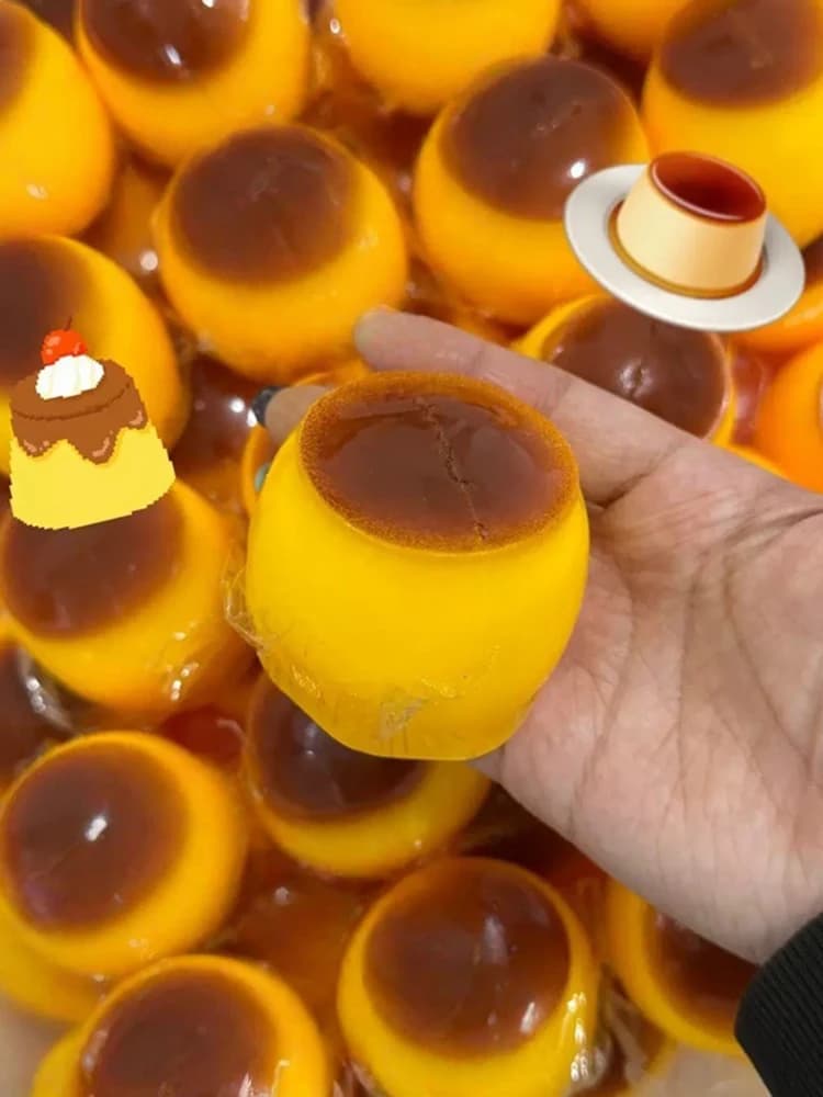Jouet anti-stress en forme de pudding au caramel, sonore et croustillant, fait main, DIY, non-rétractable