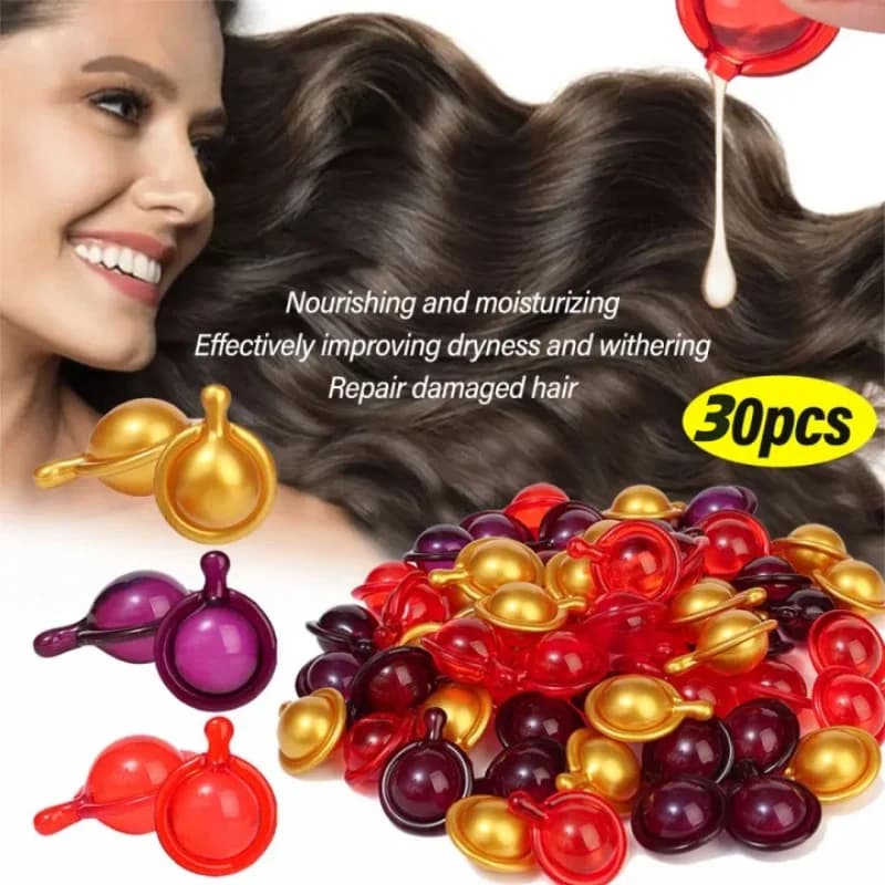 Capsule de vitamine pour cheveux, huile de kératine, restauration rapide, doux, lisse, brillant, soins capillaires, nourrit, réparation des cheveux endommagés, produit de traitement de séparation