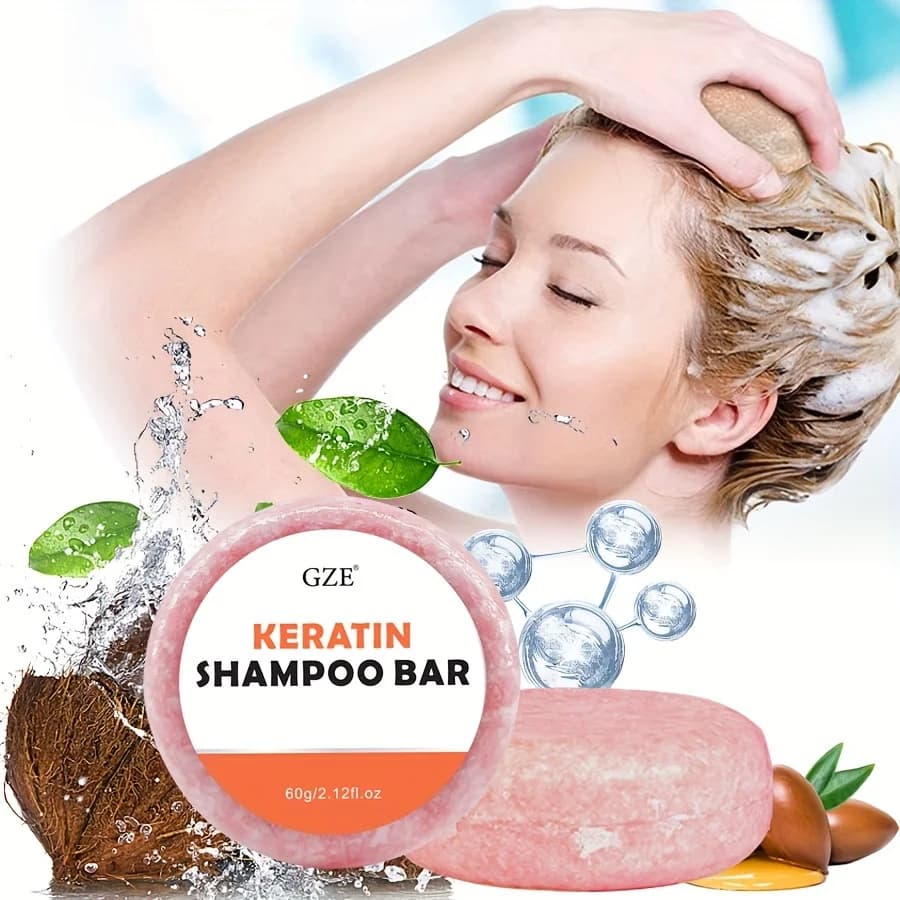 Savon en barre de shampoing à la kératine – Épaississement en salon pour cheveux secs, endommagés, bouclés, crépus, raides ou traités par coloration – Formule anti-frisottis