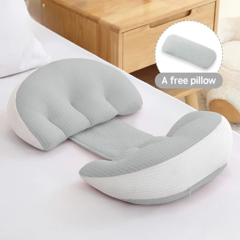 Oreiller de grossesse avec 1 oreiller auxiliaire gratuit, oreiller de soutien de taille en coton pour femmes enceintes, oreiller de couchage pour le corps