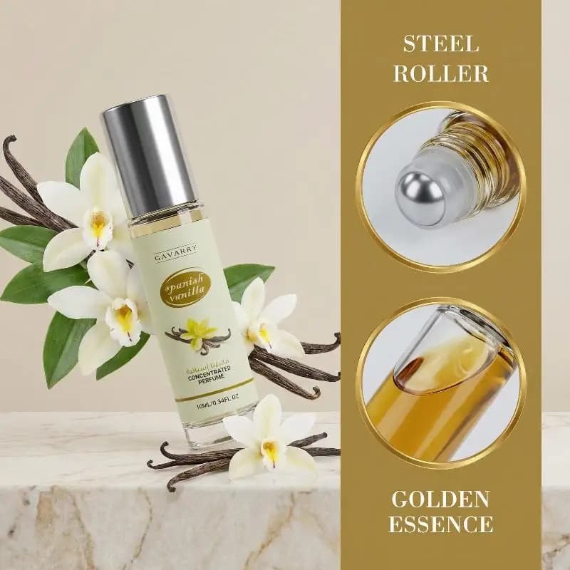 Parfum Roll-On Vanille Mini Vegan Sans Alcool Longue Durée Parfum Portable pour Femmes Filles Sac à Main